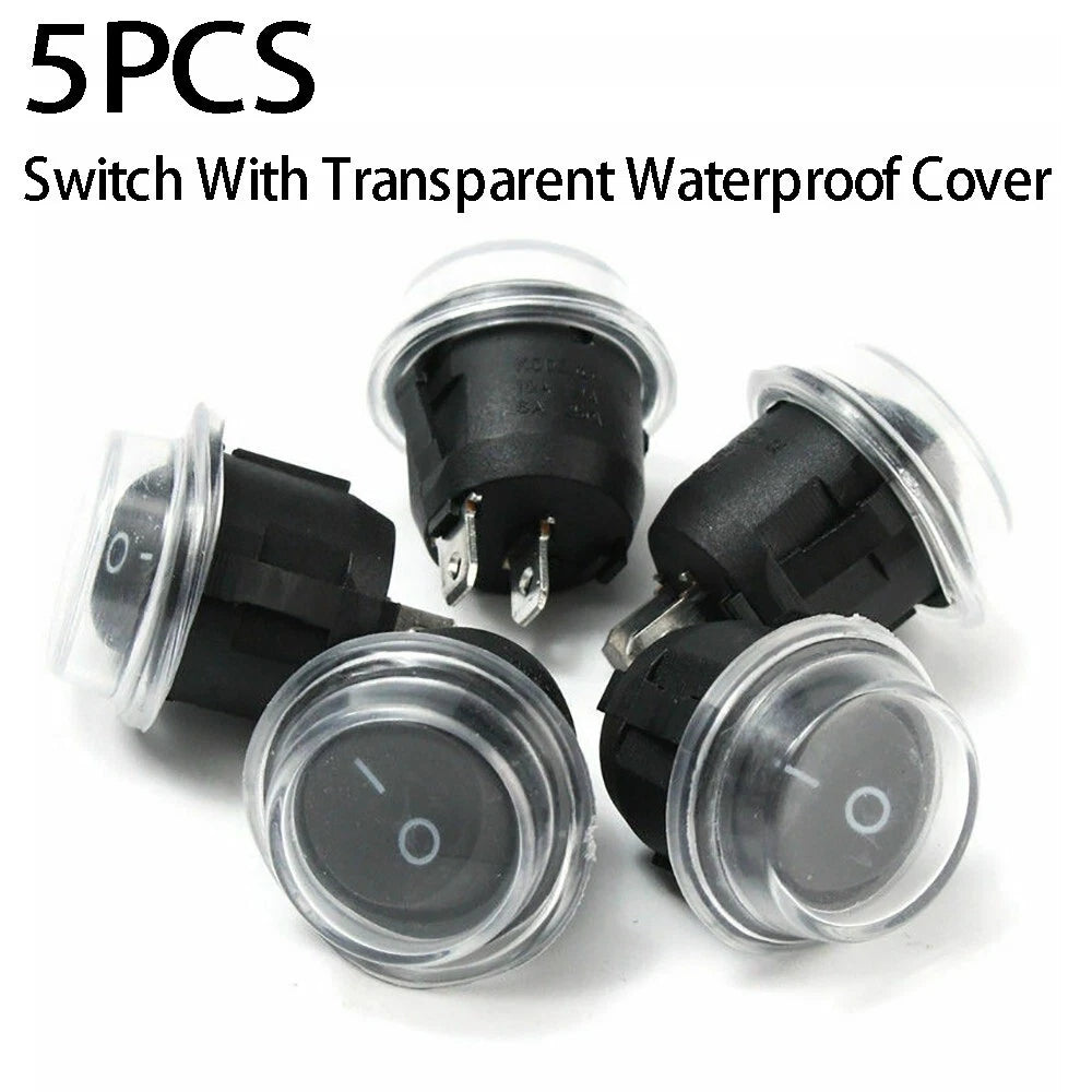 Spst For Toggle Switch Snap-in Waterproof Cover 12V /Set Black Car