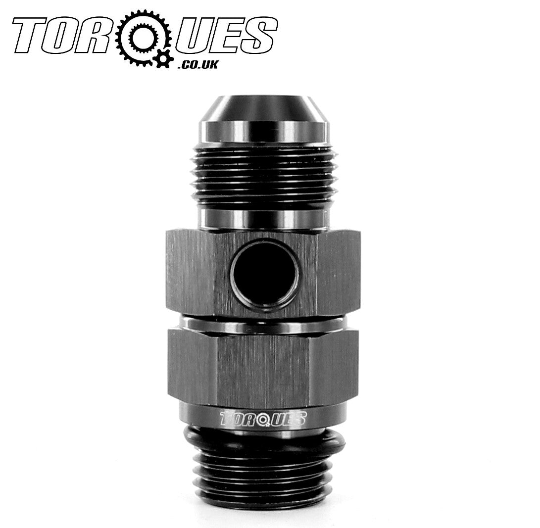 An -10 (an10) Male to 1/2" Bsp Male with a 1/8" Npt Side Port Adapter