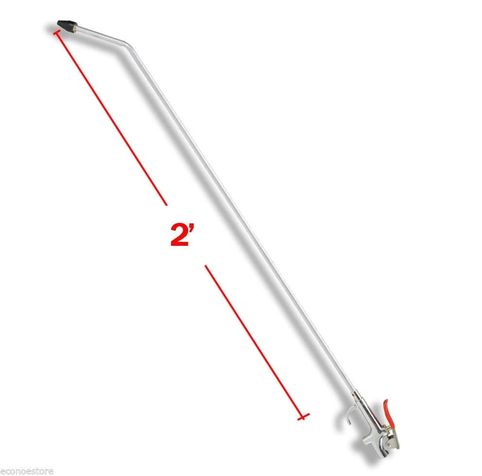 1/4" Npt Air Inlet Air Blow Gun With 2 Ft. Extension , Rubber Tipped