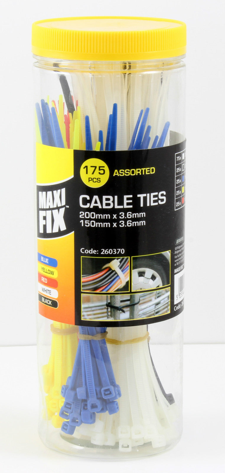 Maxi Fix Cable Ties Drum 175 Sizes 150-200mm by Maxi Fix