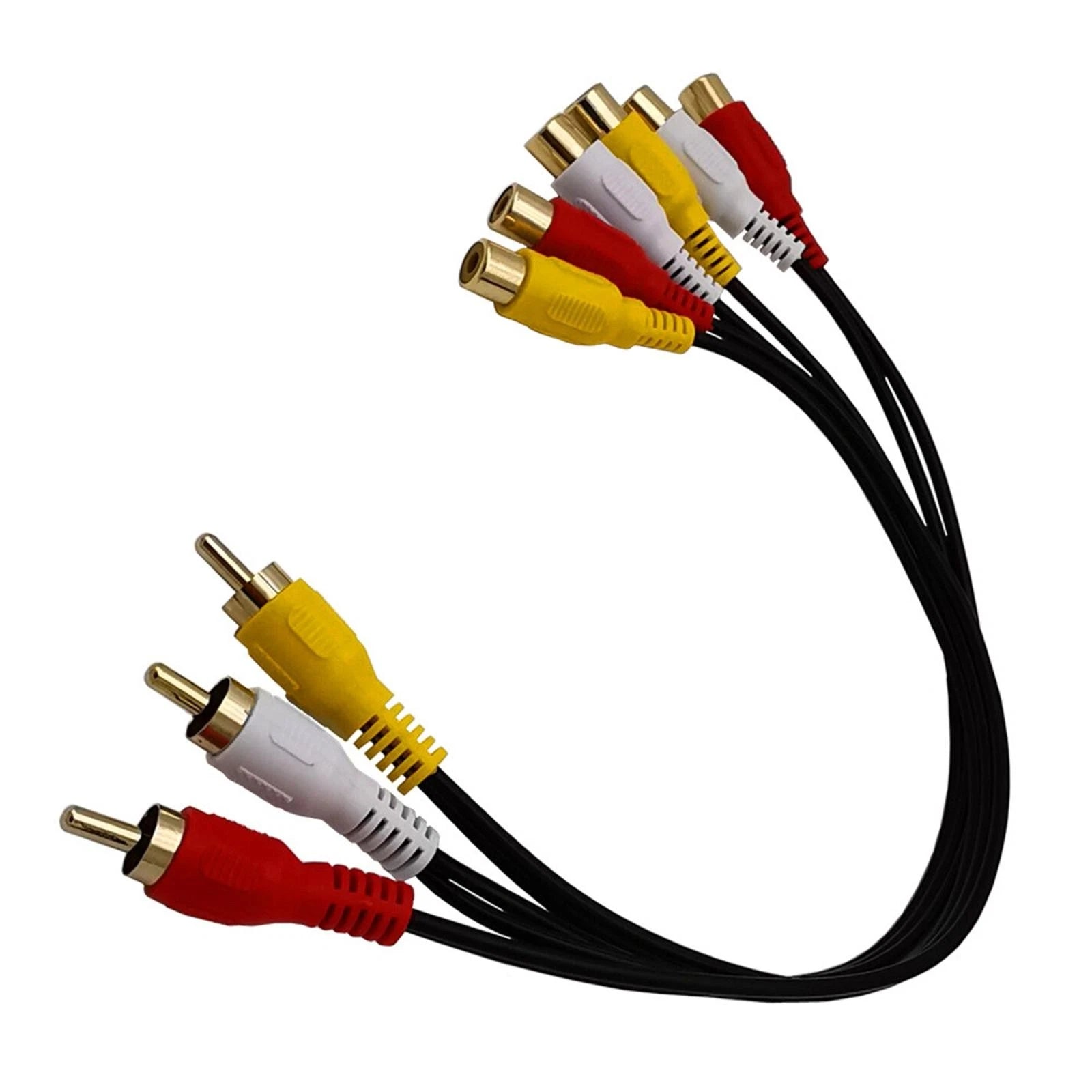 1ft 3 Rca Male Jack To 6 Rca Female Plug Splitter Audio Video Av