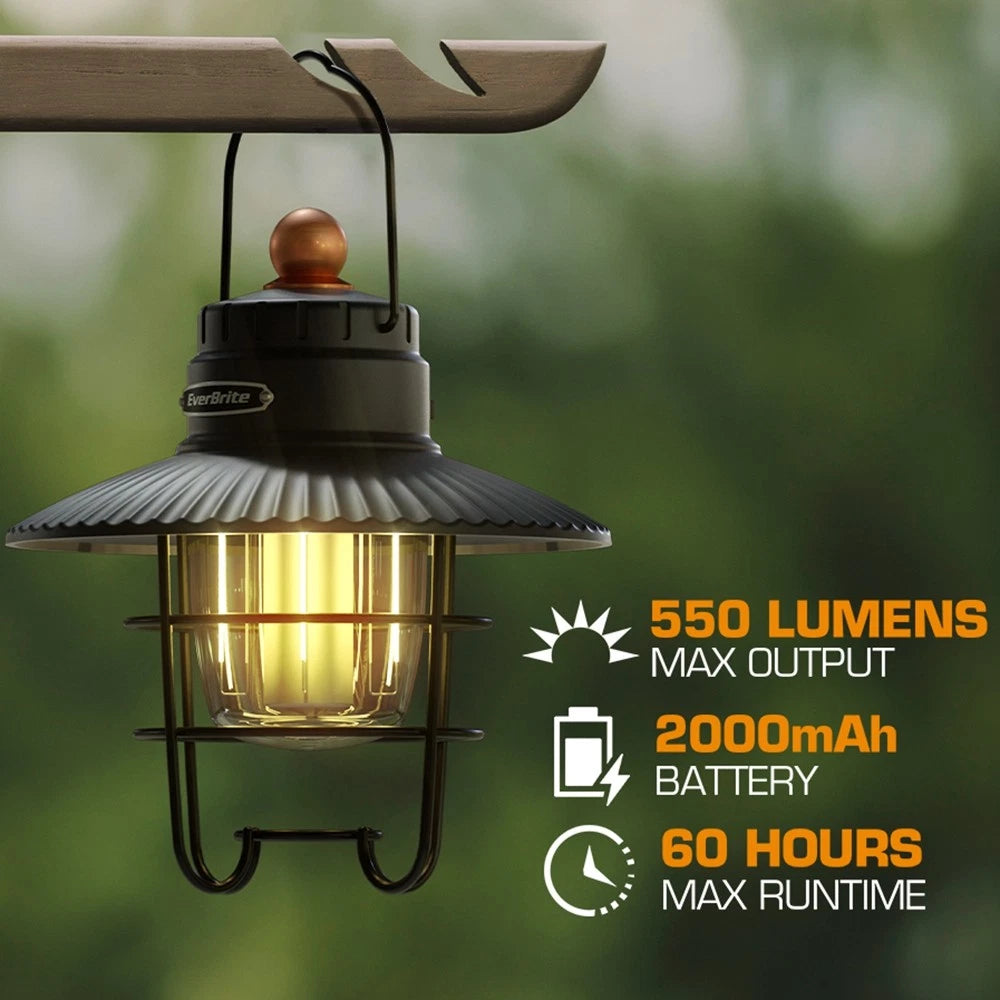 EverBrite LED Rechargeable Camping Lantern 550LM USB C Lantern with 3 Light Mode