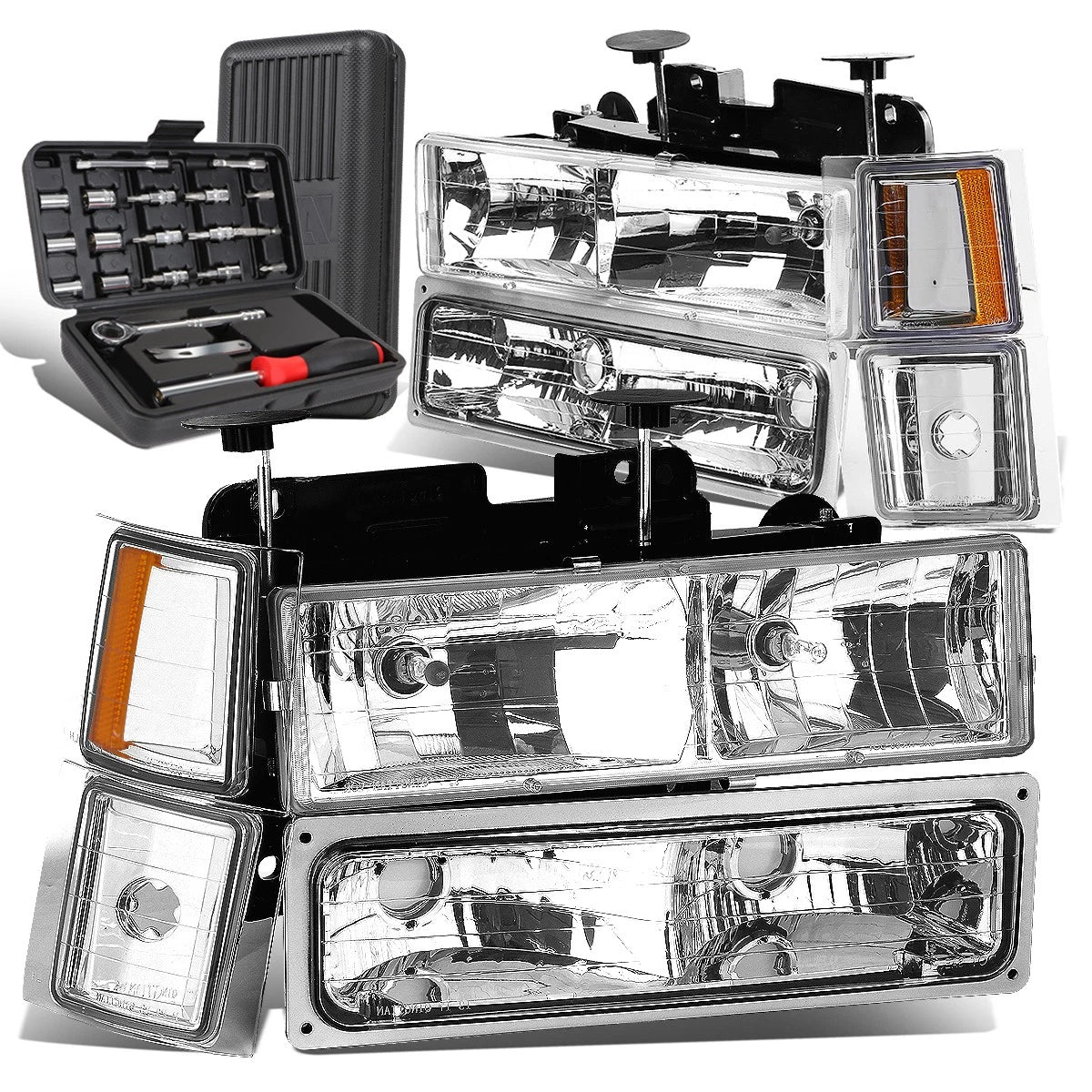 For 1994-1999 C/k 1500 2500 3500 Chrome Headlight | Built Supply Co