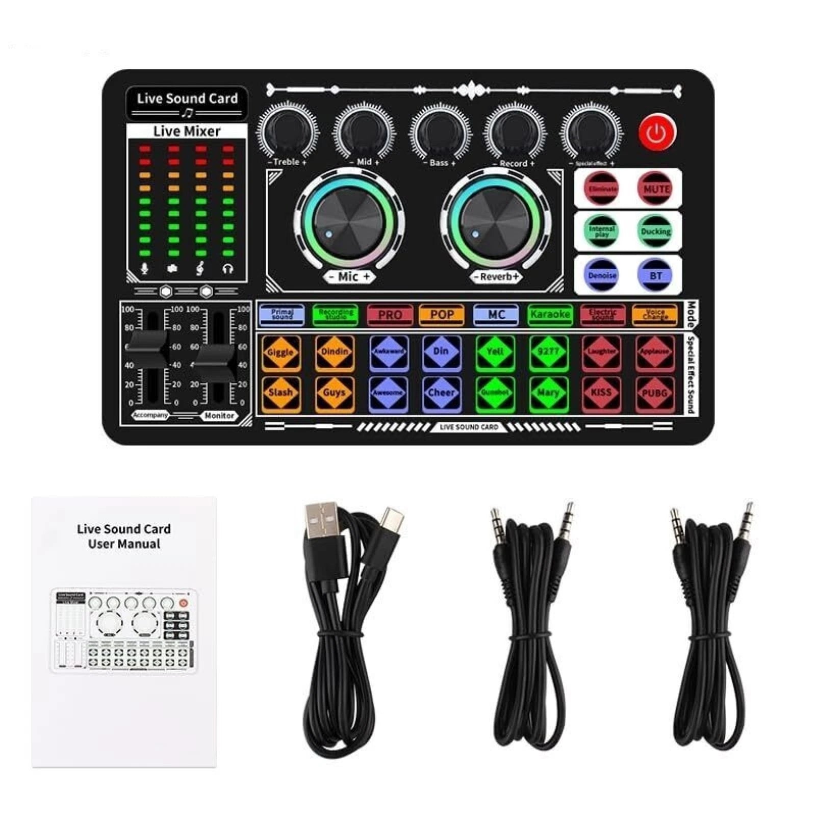 For Live Steaming For Podcasts F999 Live Sound Card Multi-platform