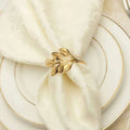 20 Gold Napkin Rings With Intricate Leaf Pattern For Table Napkin
