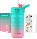 HAUSHOF Kids Water Bottle 12 oz BPA-free with Straw and Stickers Leak Proof