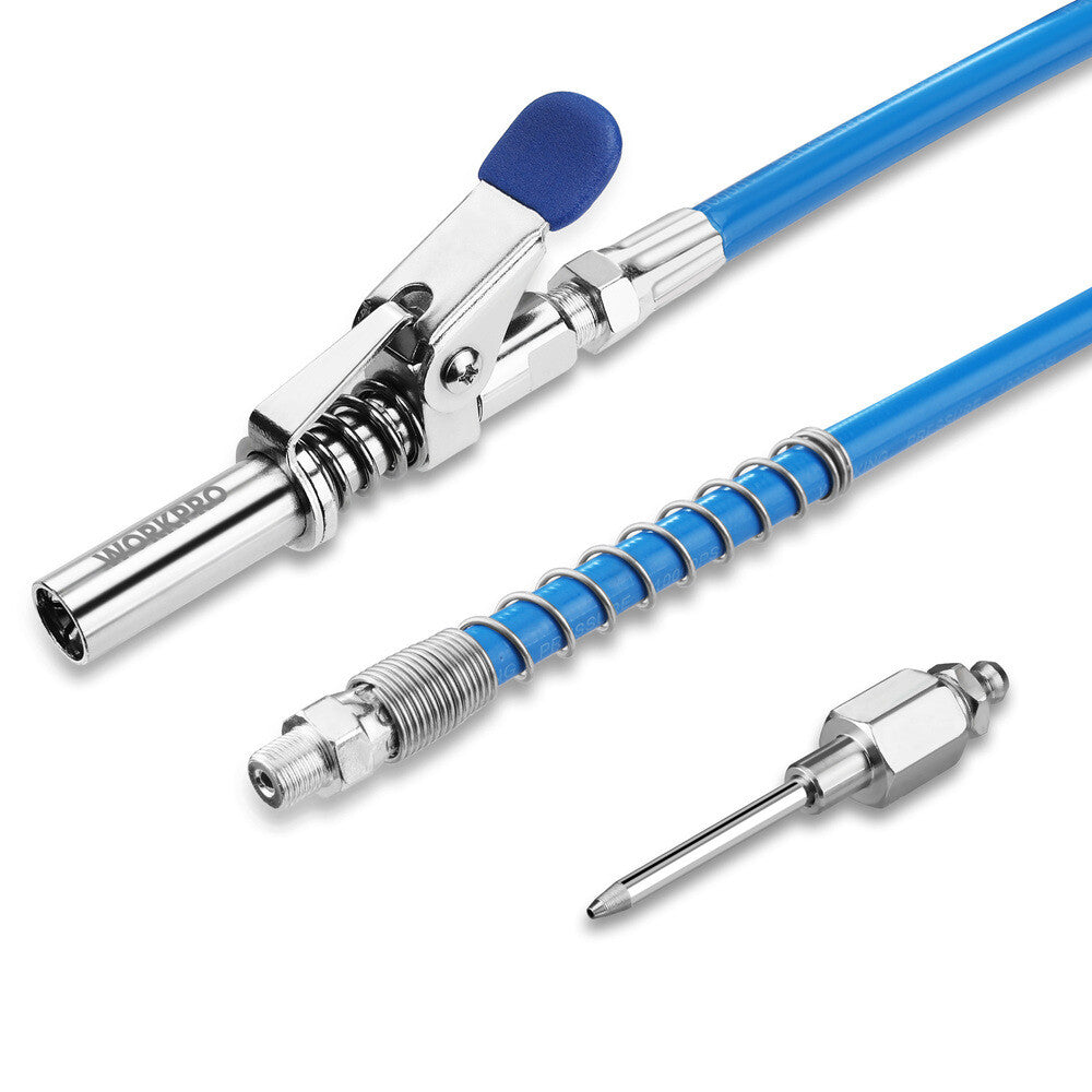 WORKPRO 3PCS Grease Gun Coupler Set Quick Release 12" Grease Gun Hose