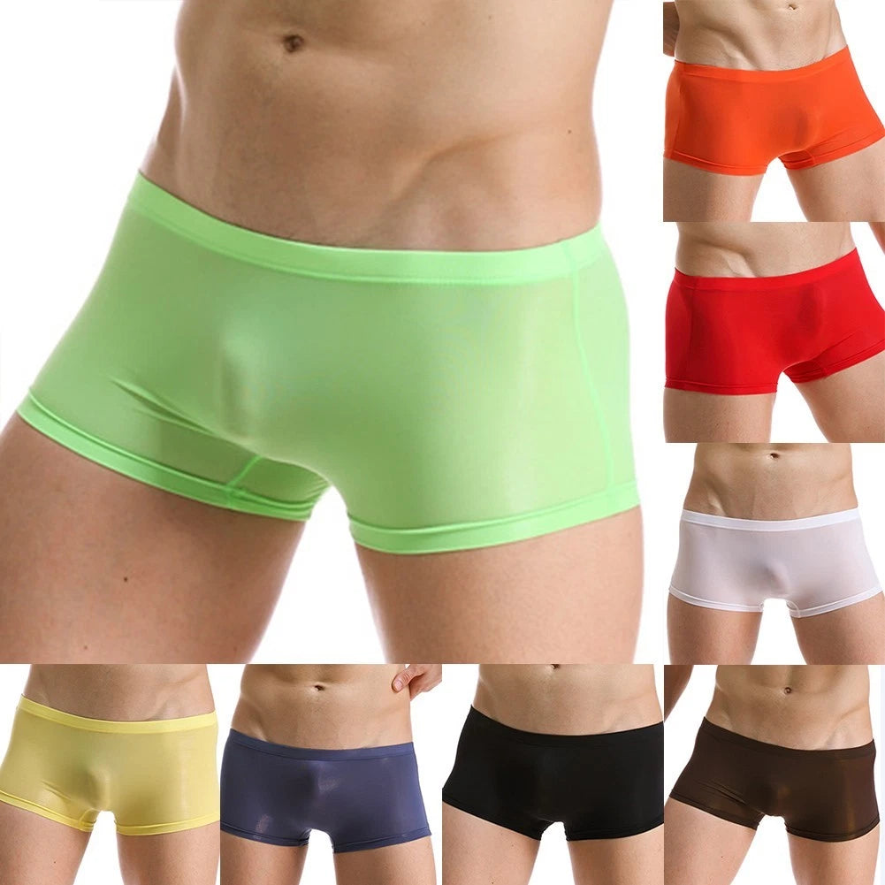 Comfortable And Stylish Men's Ice Silk Boxer Briefs In Multiple Colors