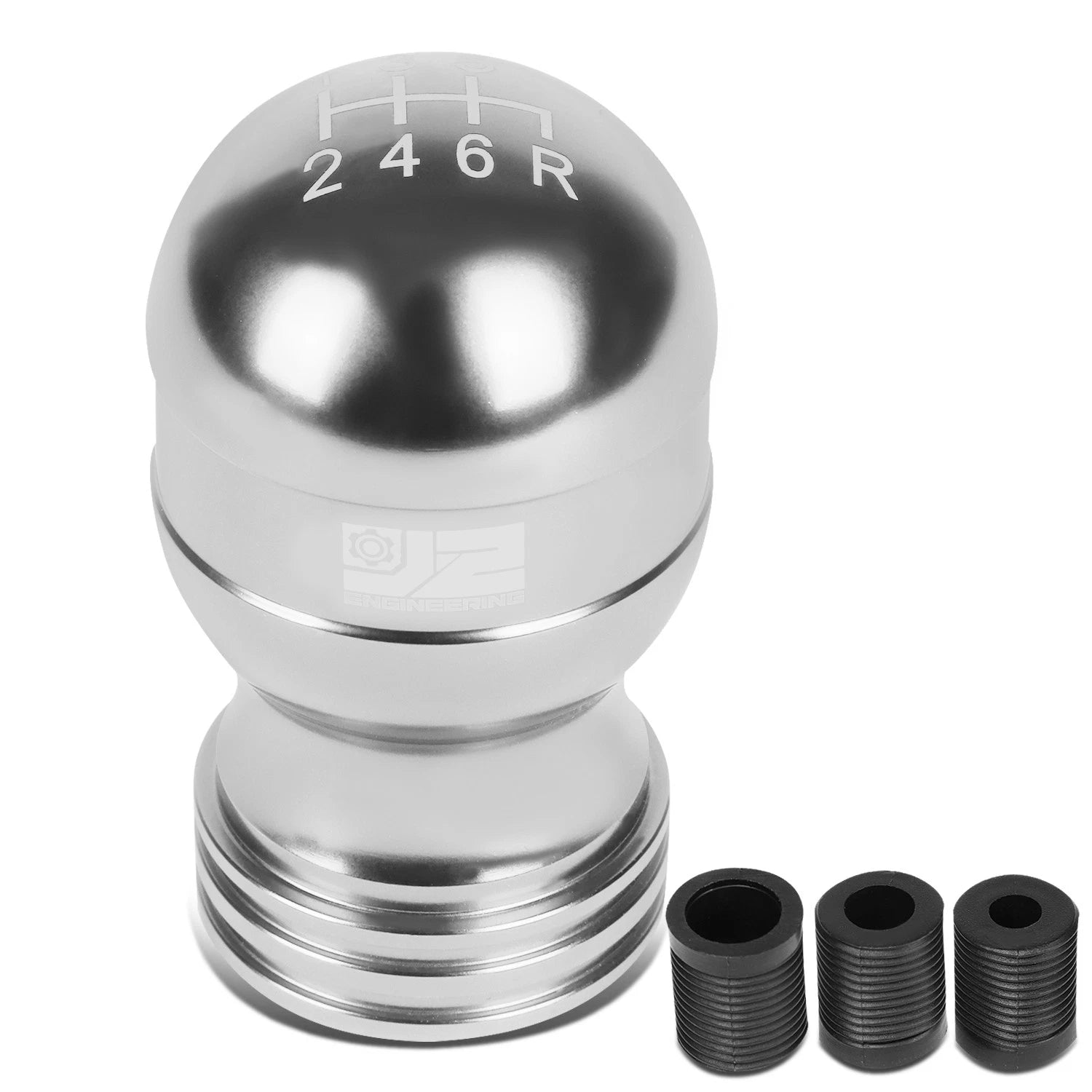 J2 Universal Aluminum Shift Knob Silver Teardrop Shape Design W/