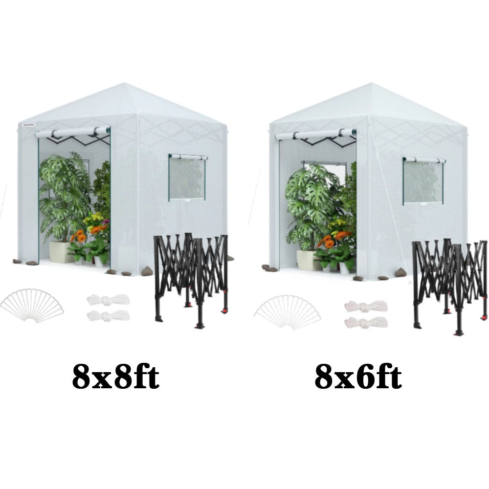 Workpro 8'x 8'/8'x6' Portable Walk-in Greenhouse Instant Pop-up