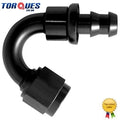AN -6 (6AN JIC AN6) 150 Degree Push-On Socketless Fuel Hose Fitting