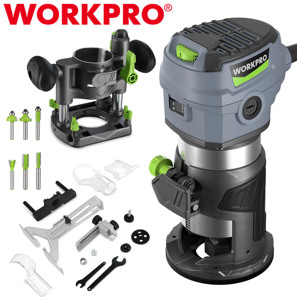 WORKPRO 6.5 Amp Compact Router Combo with 6 Speeds
