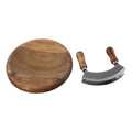 Mezzaluna Cutter With Acacia Board For Quick And Clean Food