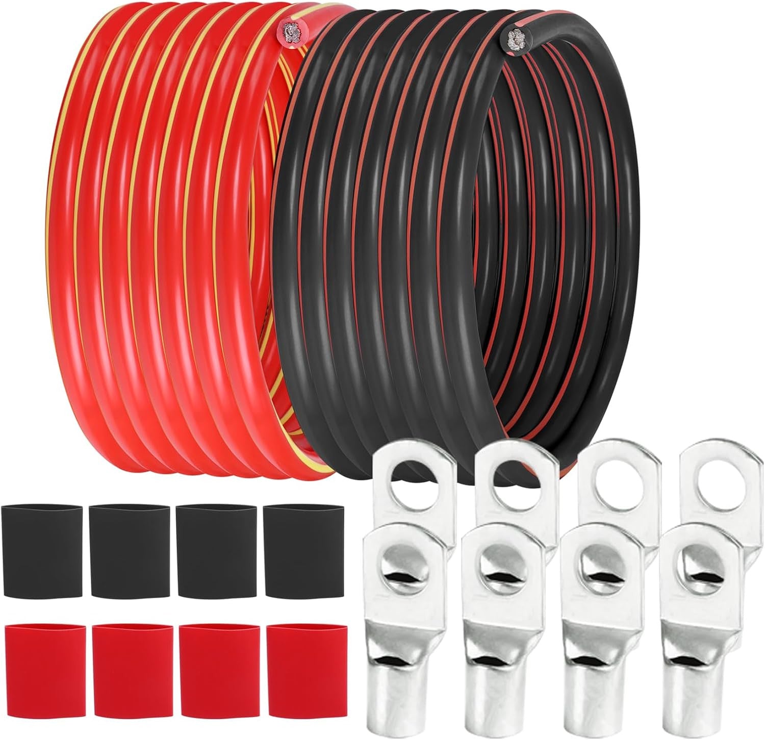 2 Gauge Battery Cable (12 Feet Black, 12 Feet Red) - 2 Awg Copper Clad