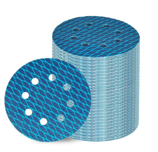 SATC 70PCS 5-inch Diamond Shape Sanding Discs 8 Hole Hook Loop