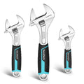 DURATECH 3PCS Adjustable Wrench Set Metric& SAE 6" 8" 10" Wrench Wide