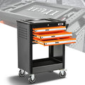 Orange 3 Drawer Rolling Tool Trolley Cabinet W/ Key Lockable Multiple
