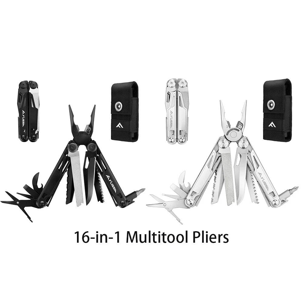 Flissa Multitool 16-in-1 Multitool Pliers Black/sliver W/sheath