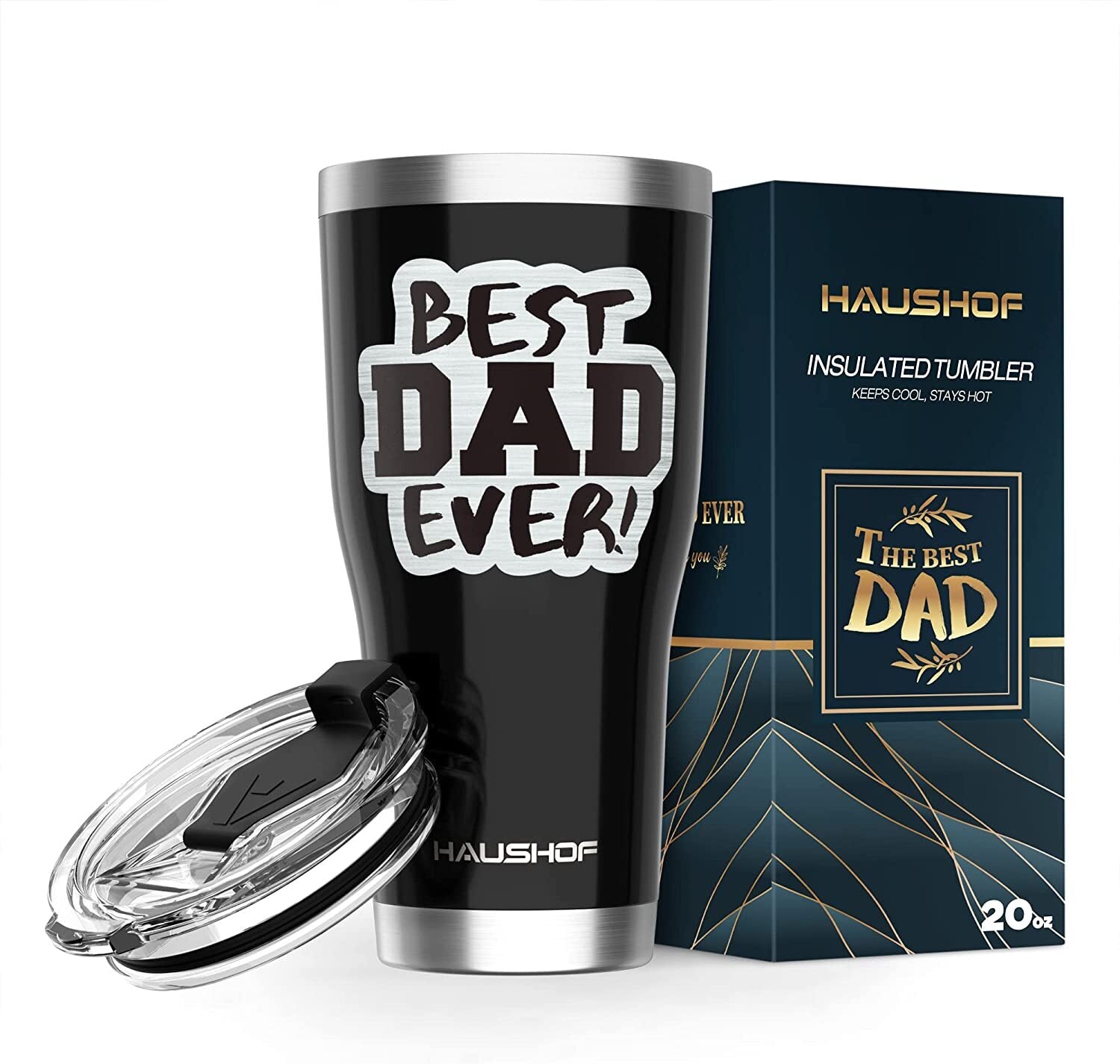 HAUSHOF Fathers Day Gifts Tumbler 20oz Stainless Steel Double-wall Insulation