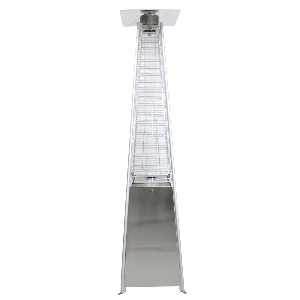 Outdoor Patio Heater 42,000 Btu Stainless Pyramid Glass Tube Flame Lp