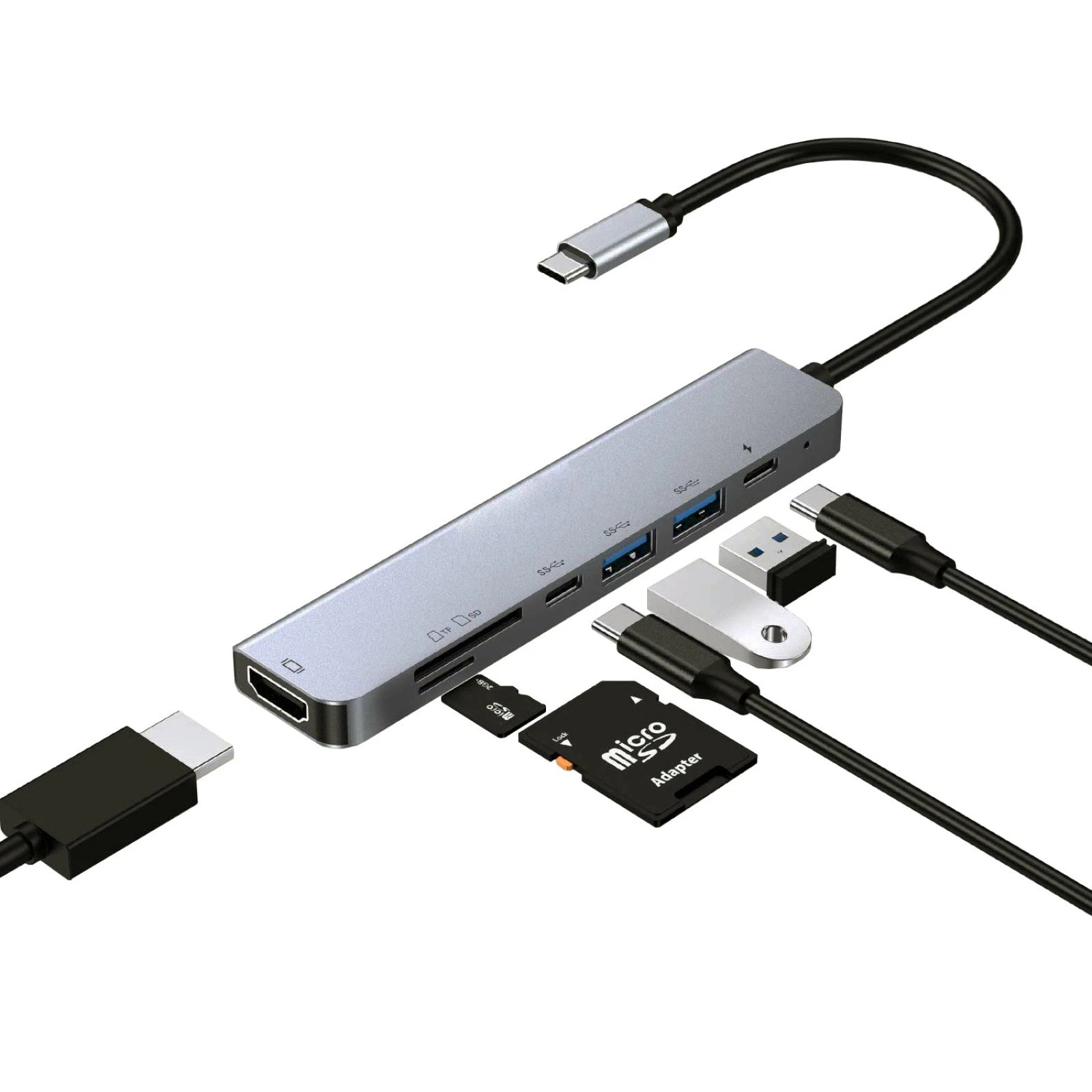 7 In1 Type C Hub 4k Hdmi Usb Docking Station For Laptops/type-c Smart