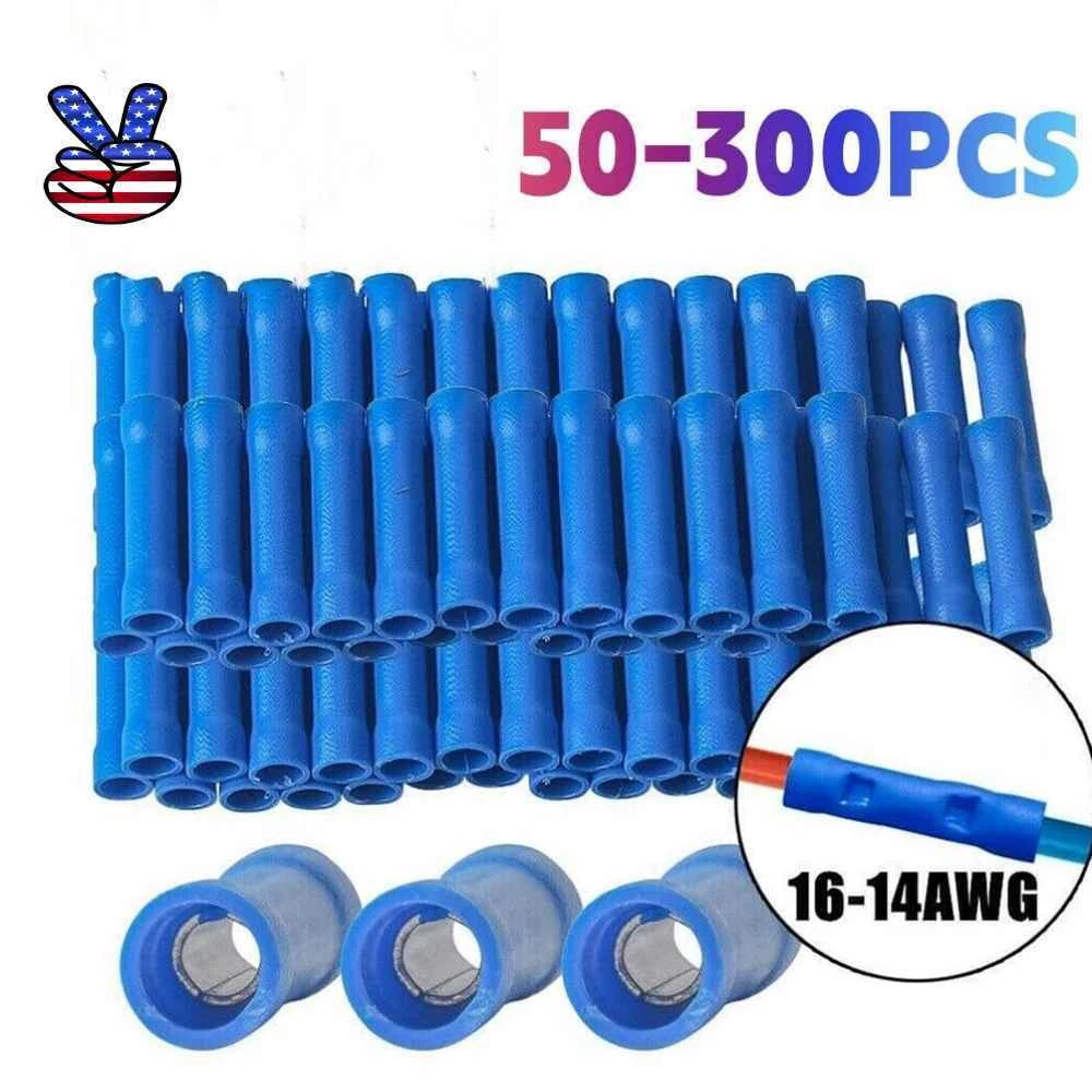 Insulated Straight Butt Wire Connectors Electrical Crimp Terminals 50