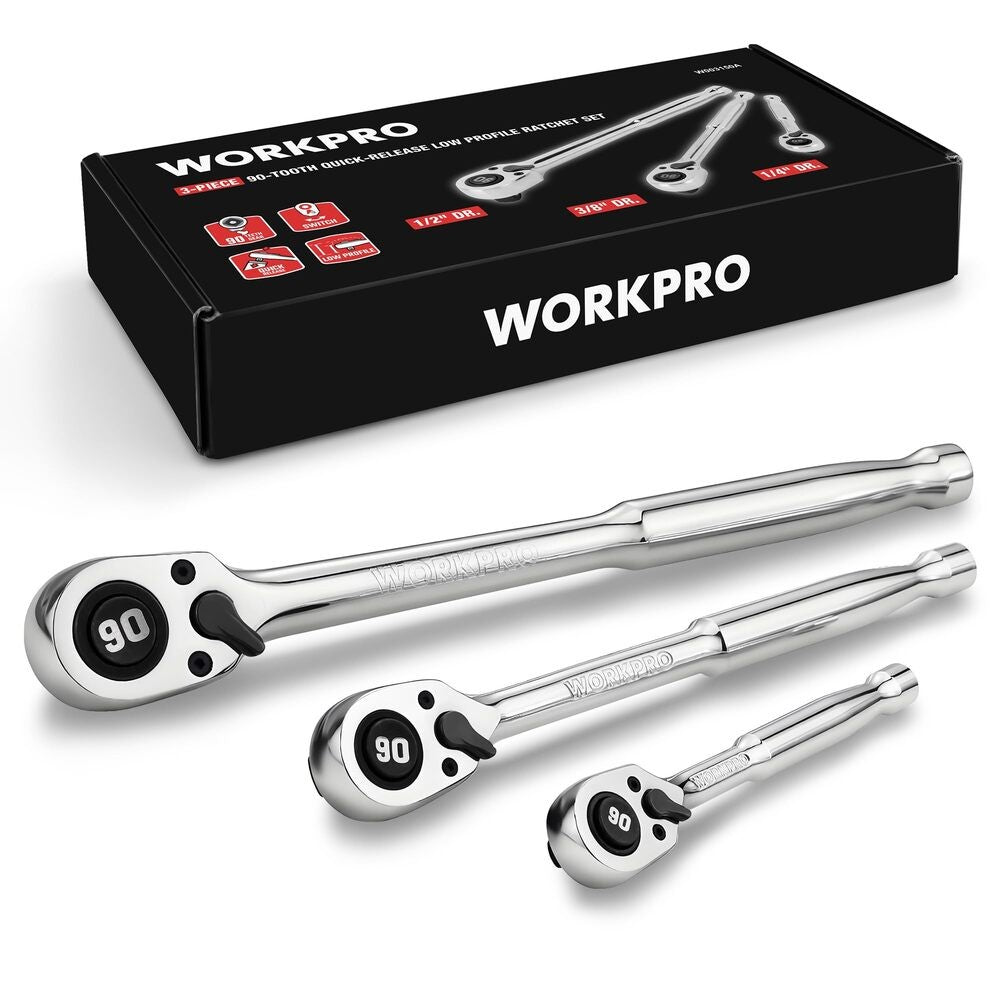 WORKPRO 3-Piece Low Profile Drive Ratchet Set by WORKPRO