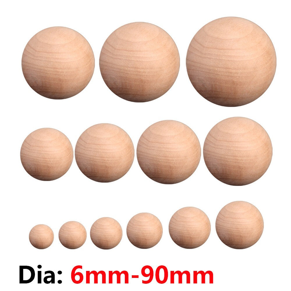 Dia 6mm-90mm Natural Wooden Craft Balls Wood Solid Ball