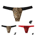 Leopard Patterned Men's Lace Thongs Sexy Underwear With Low Waist