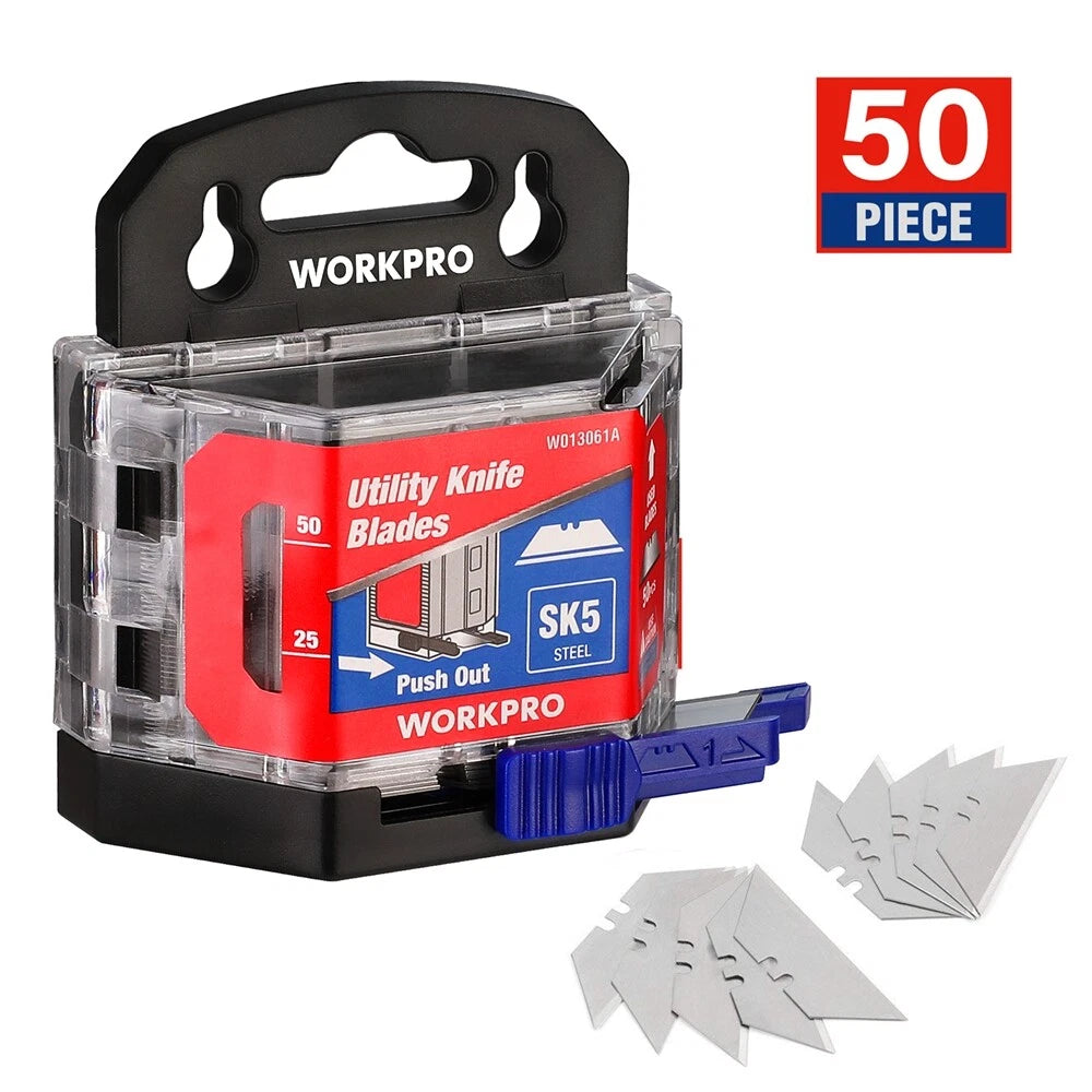 Workpro 50pack Utility Knife Blades Sk5 Steel Replacement Box Cutter