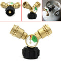 Lp Propane Y Splitter Adapter Connector Tee W/ Tank Gauge Pressure