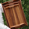 Walnut Wood Serving Tray Japanese Style Binaural Handles For Home