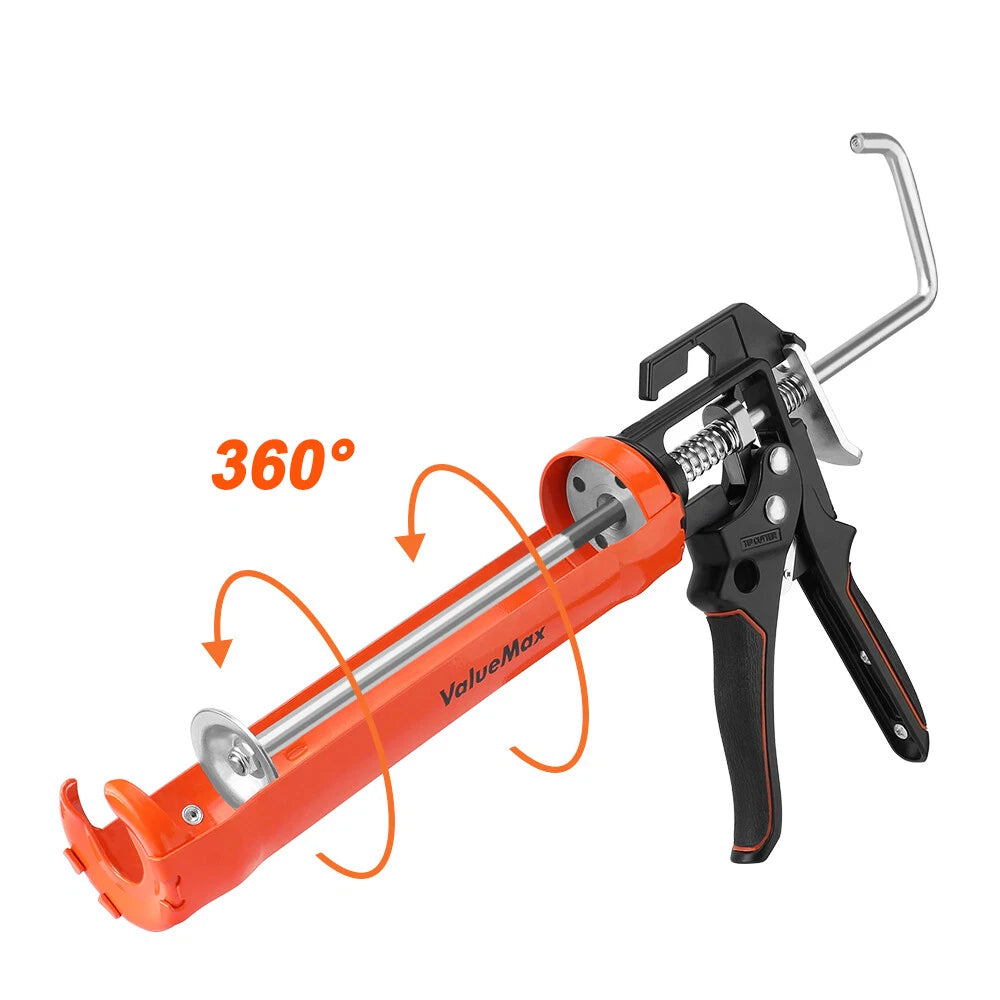 Caulk Gun 9" Silicone Sealant Caulk Glue Tool 8:1 Thrust Ratio Holds