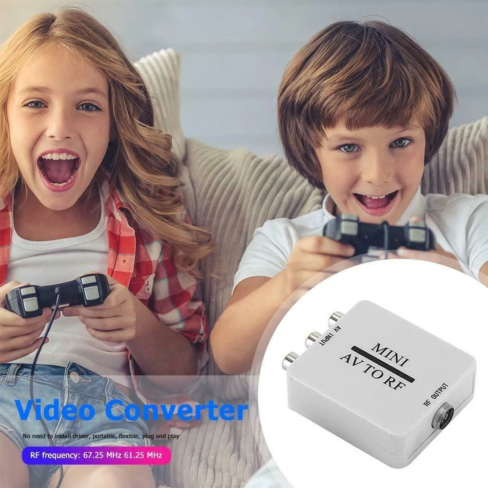 Mini Hd Video Converter Box Rca Av Cvsb To Rf Adapter Tv Switcher Dvd
