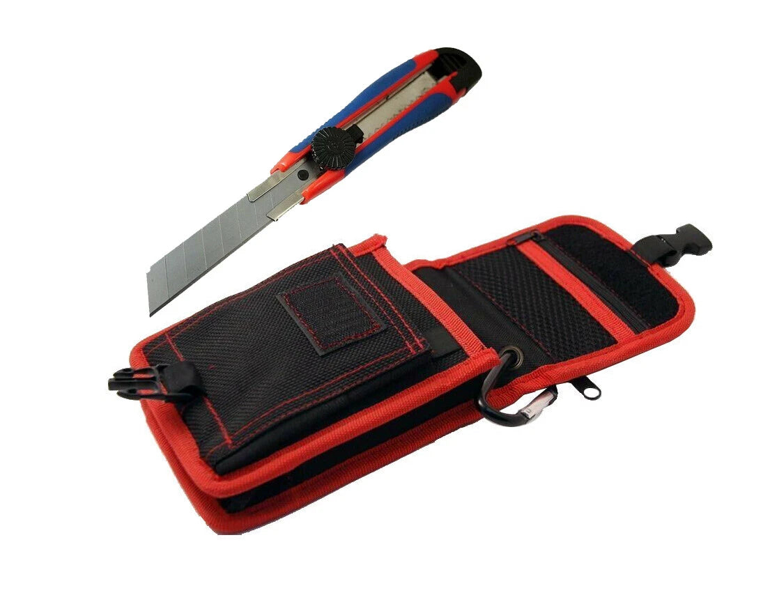 Medium Belt Tool Bag Waist Wallet Camera Mobile Case + Utility Knife