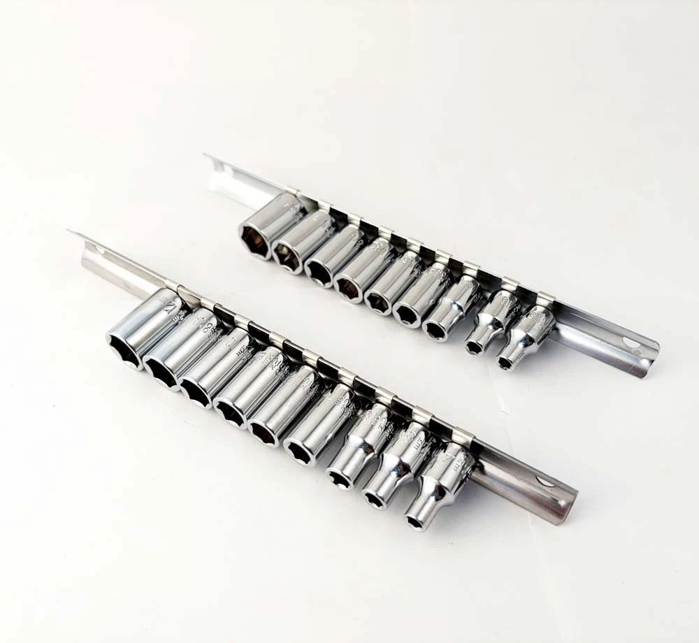 Cr-v 1/4" Dr 6pt Imperial & Metric Regular Socket Set: 4-12mm &