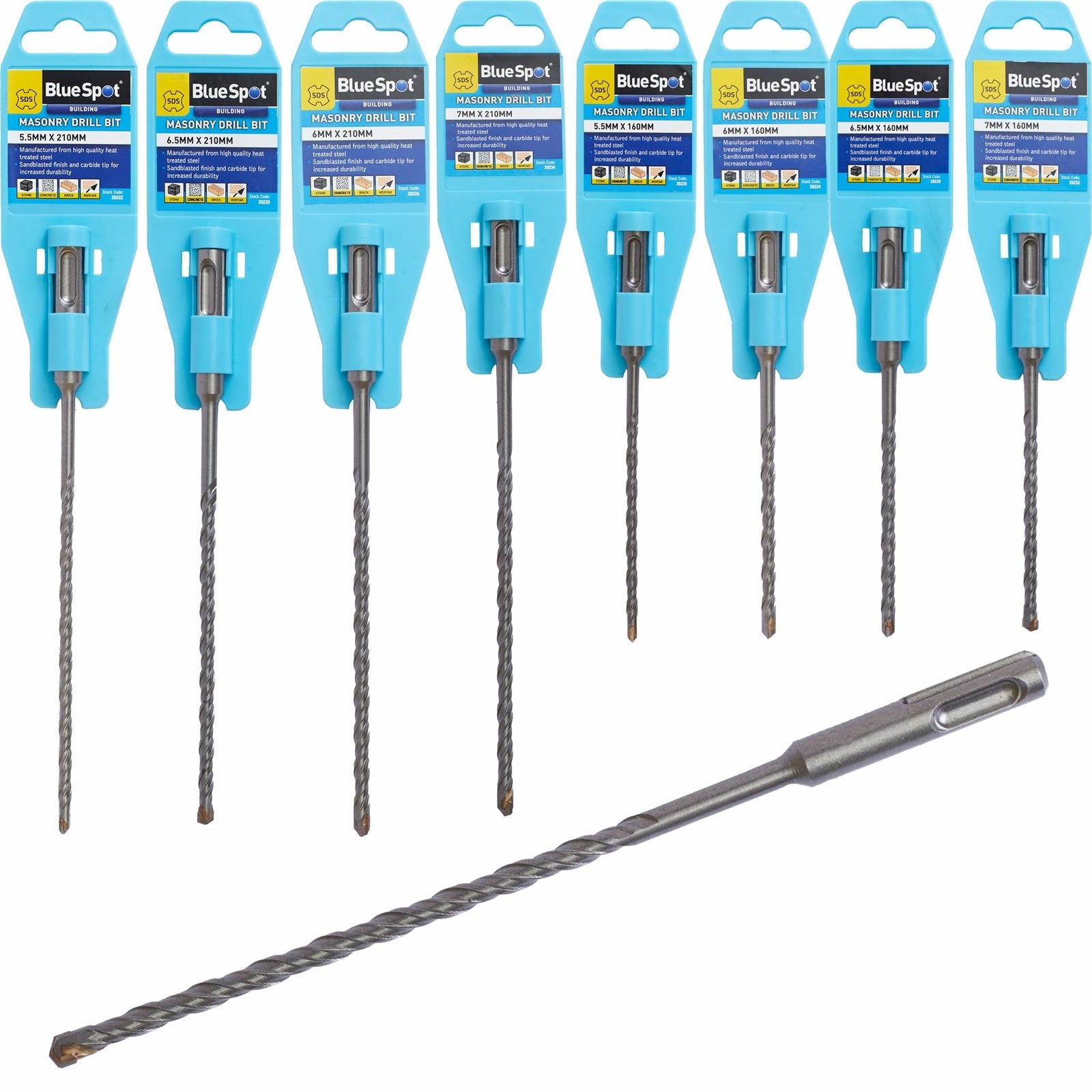 BlueSpot SDS Masonry Hammer Drill Bits 5.5, 6, 6.5 or 7mm by BlueSpot