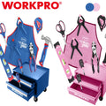 WORKPRO Beginner Tool Set 12" Steel Tool Box 10PC Starter Tool Box Set Pink/Blue