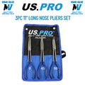 US Pro Tools 3pc 11'' (275mm) Long Reach Nose Pliers, Plier Set New 18