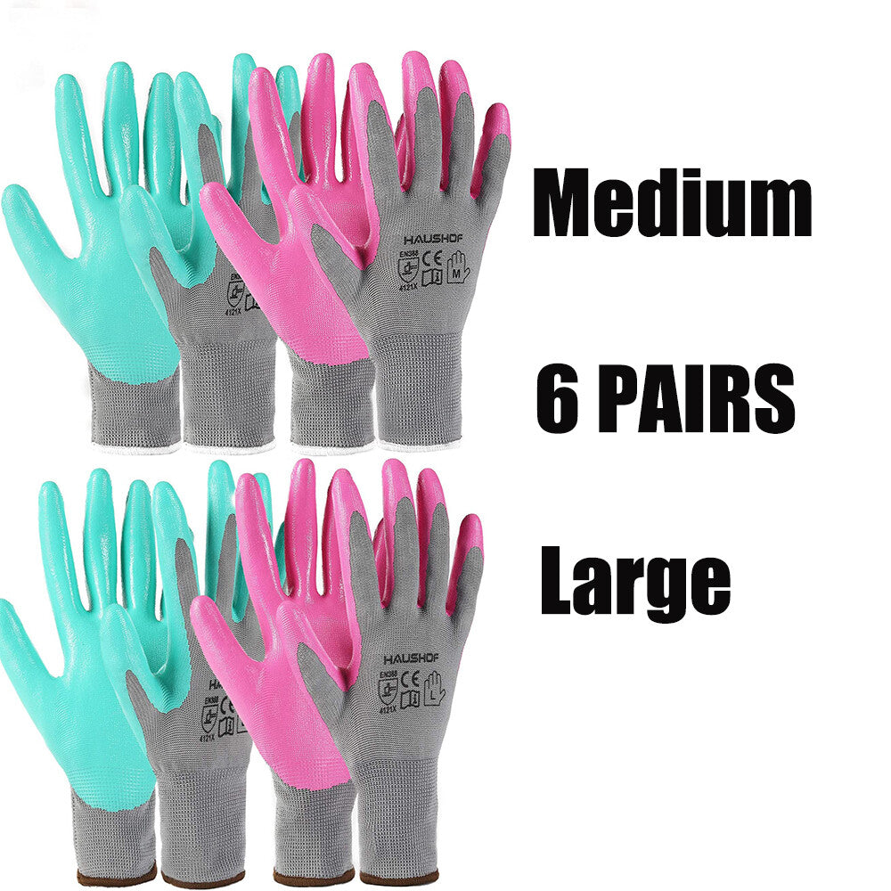 HAUSHOF 6-Pair Garden Gloves Size M/L by HAUSHOF