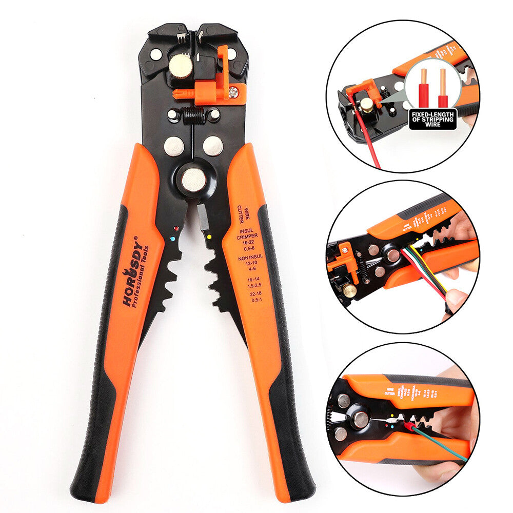 Self Adjusting Insulation Wire Stripper Cutter Crimper 8"