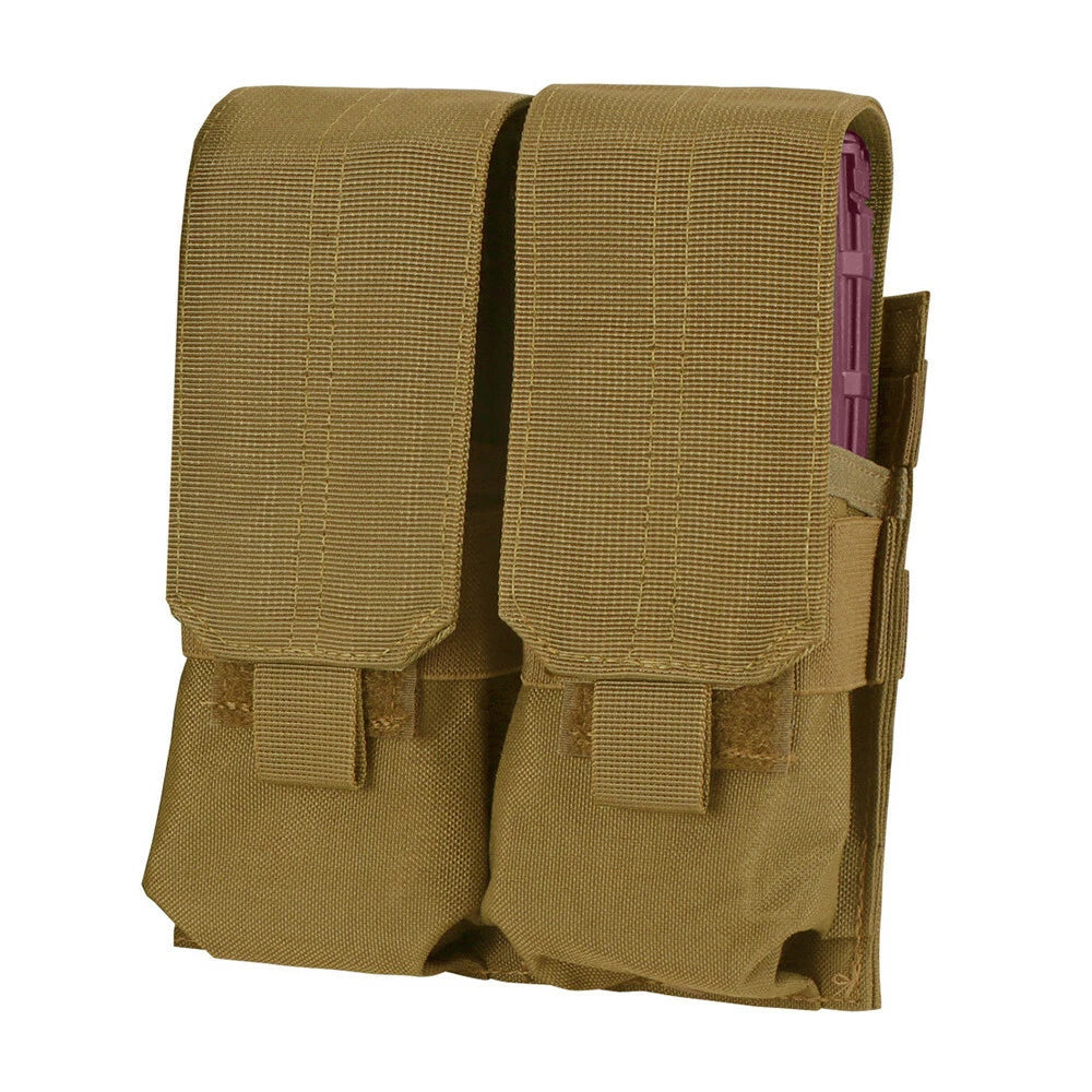 Molle Tactical Double Mag Pouch, 4 Full Mag Size (Closed Top) - Coyote