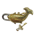 Antique Padlock Brass Hand Crafted Working Decorative Big Fish Shape