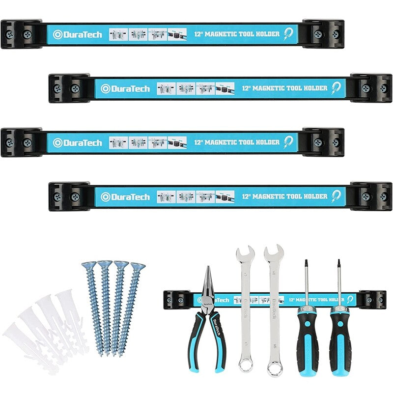 DURATECH 4Pack 12" Heavy Duty Magnetic Tool Holder Strip Magnetic Tool