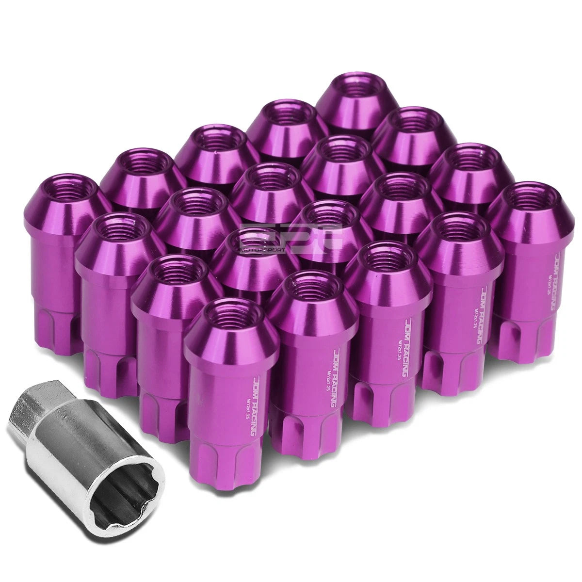 Open End M12x1.25 50mm Tall 25mm Od Purple Aluminum Jdm Lug Nuts+lock