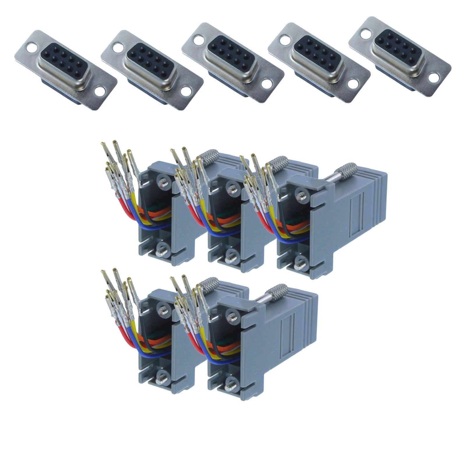 Db9 9 Pin Rs232 Serial Port Female To Rj45 Female Network Adapter