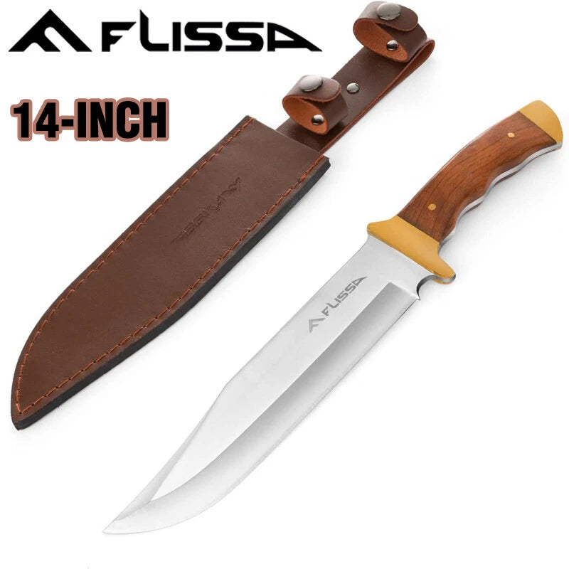 Flissa 14" Fixed Blade Bowie Hunting Knife | Built Supply Co