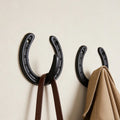 Black Horseshoe Wall Hook Cast Iron Rustic Decor For Entryway