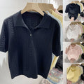 For Spring Summer Ice Silk Top Moderate Elasticity Short Sleeve Design