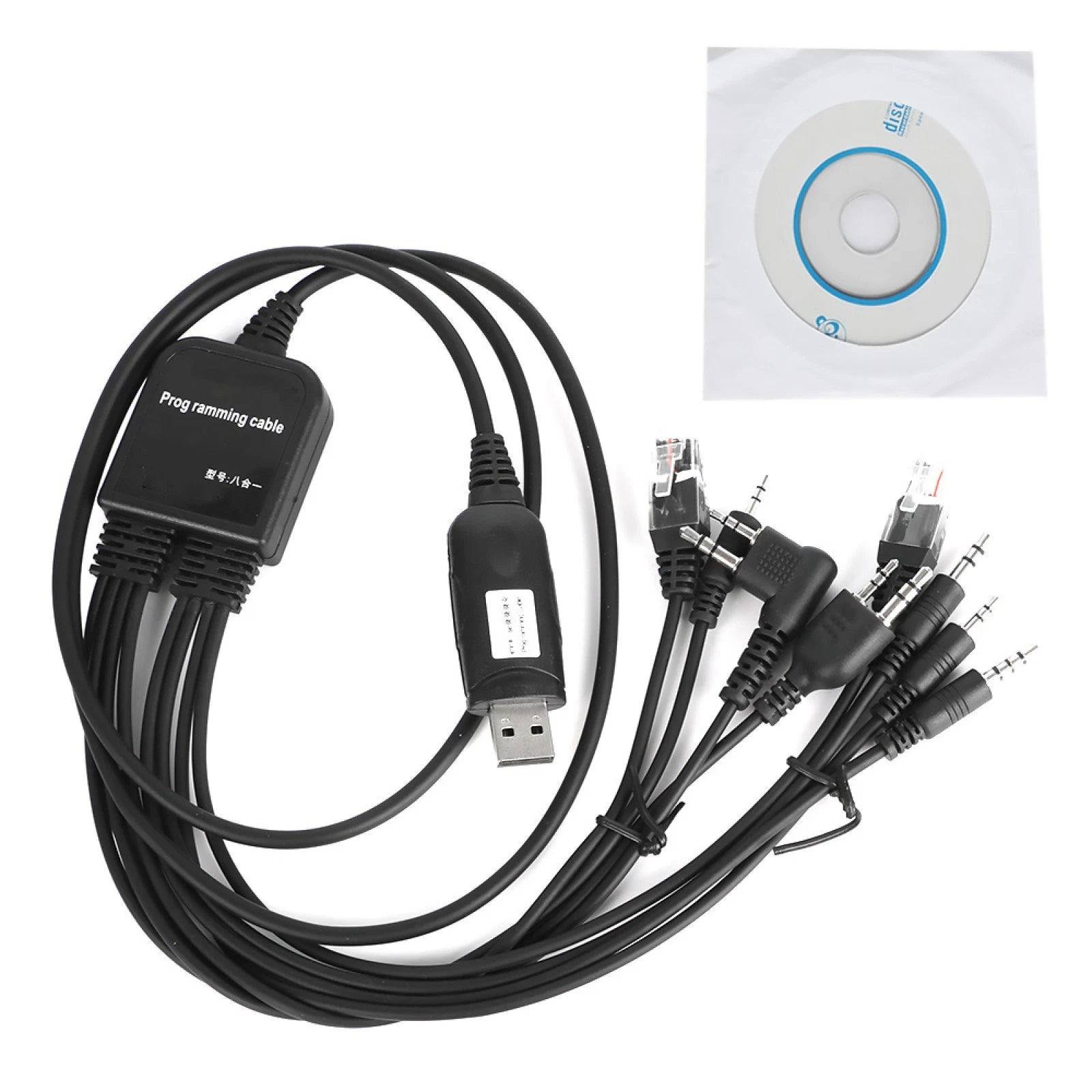 8 In 1 Usb Programming Cable & Driver Cd For Baofeng Motorola Kenwood